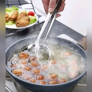 1pc Stainless Steel Kitchen Colander, Frying Food Spoon, Strainer Spoon
